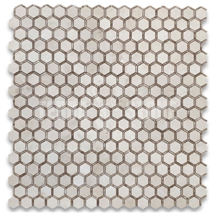 Crema Marfil Marble 2 Inch Hexagon Mosaic Tile Emperador