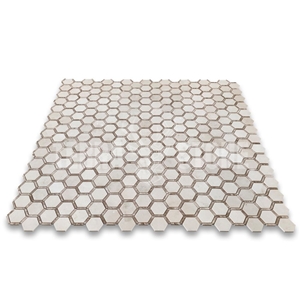 Crema Marfil Marble 2 Inch Hexagon Mosaic Tile Emperador