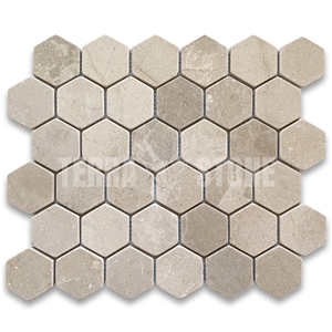 Crema Marfil Marble 2 Inch Hexagon Mosaic Tile Polished