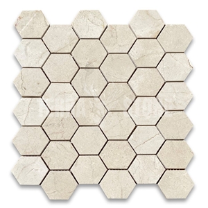 Crema Marfil Marble 2 Inch Hexagon Mosaic Tile Polished