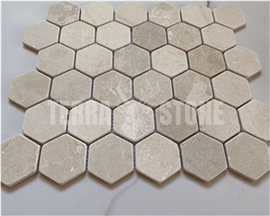 Crema Marfil Marble 2 Inch Hexagon Mosaic Tile Polished