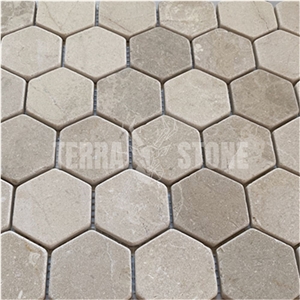 Crema Marfil Marble 2 Inch Hexagon Mosaic Tile Polished