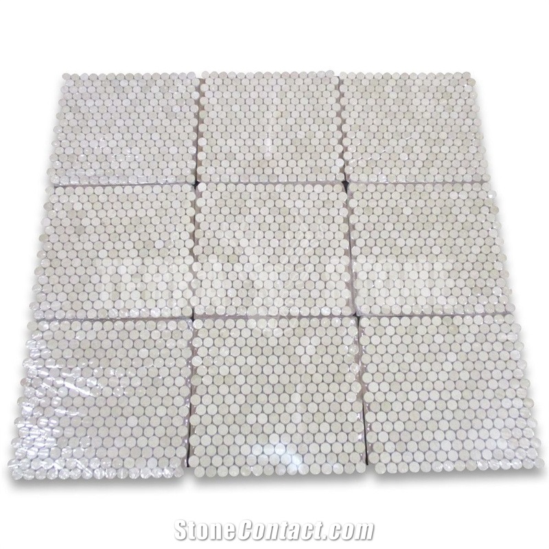 Crema Marfil Marble 3/4 Inch Penny Round Mosaic Tile