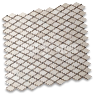 Crema Marfil Marble Diamond Lattice Mosaic Tile Waterjet
