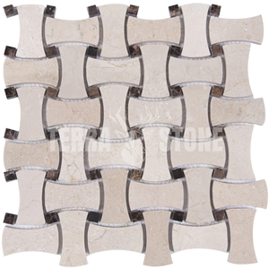 Crema Marfil Marble Mosaic Tile Bone Basketweave