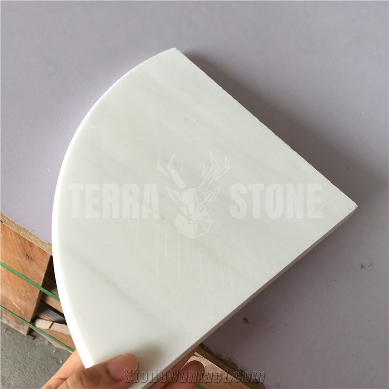 Dolomite White Marble Corner Shelf For Bathroom