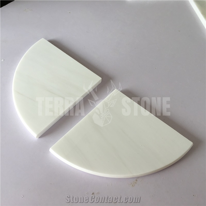 Dolomite White Marble Corner Shelf For Bathroom