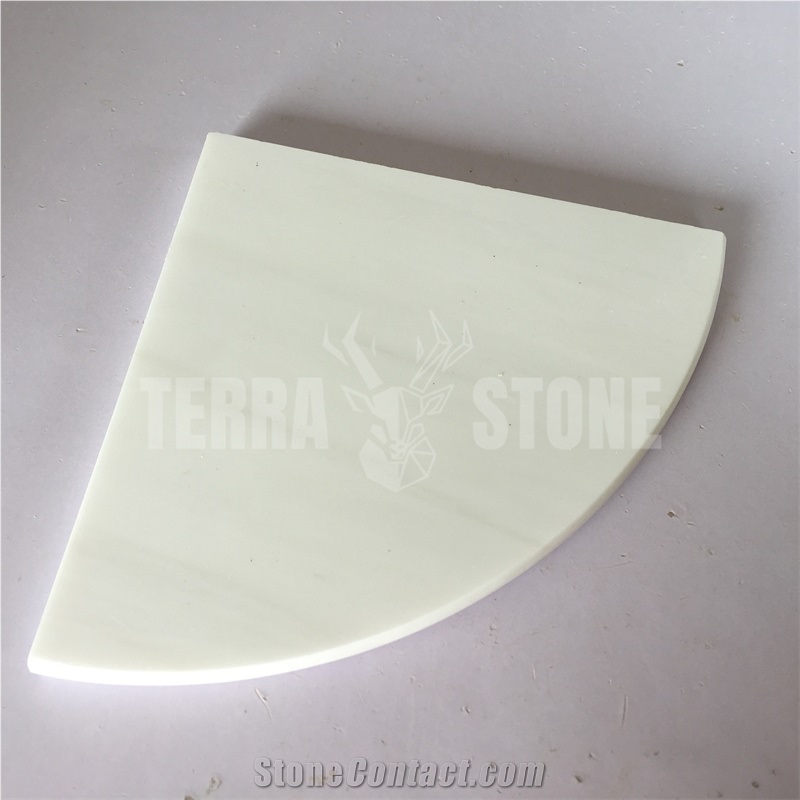 Dolomite White Marble Corner Shelf For Bathroom