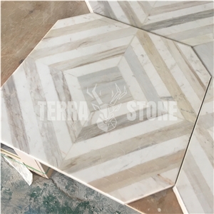 Elegant Design Carrara Thassos Waterjet Marble Mosaic Tile