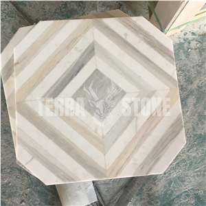 Elegant Design Carrara Thassos Waterjet Marble Mosaic Tile