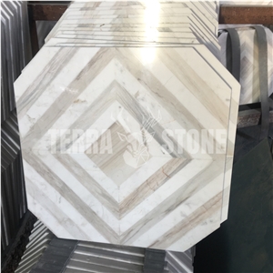 Elegant Design Carrara Thassos Waterjet Marble Mosaic Tile