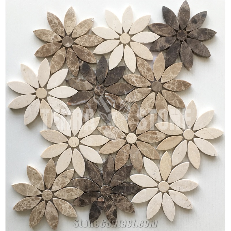 Emperador Dark And Light Marble Mosaic Crema Marfil Tile