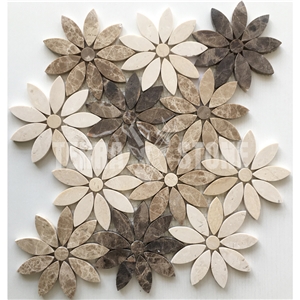 Emperador Dark And Light Marble Mosaic Crema Marfil Tile