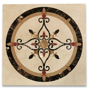 Florence Emperador Gold Marble Medallion Inlay Waterjet Art Florence Emperador Gold Marble Medallion Inlay Waterjet Art