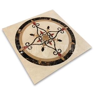 Florence Emperador Gold Marble Medallion Inlay Waterjet Art