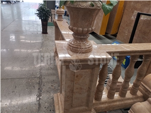 Gold Rose Marble Stone Balustrades, Railings