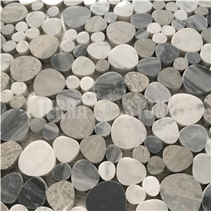 Gray And White Marble Pebble Mosaic Tile Polished Bathroom