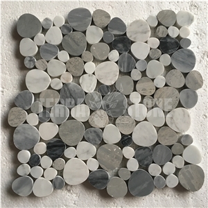 Gray And White Marble Pebble Mosaic Tile Polished Bathroom