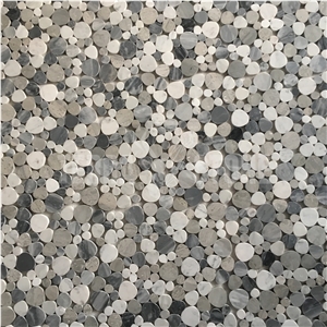 Gray And White Marble Pebble Mosaic Tile Polished Bathroom