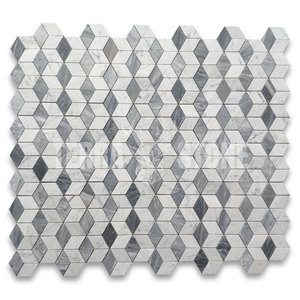 Gray White Rhombus Diamond Hexagon Mosaic Tile
