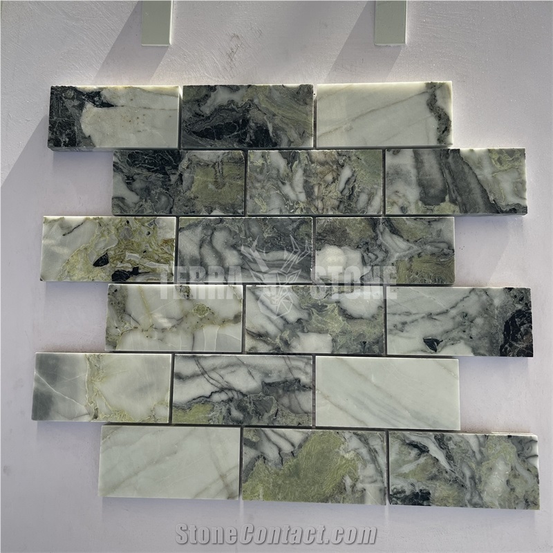 Green Marble Mosaic White Beauty Stone Subway Tile