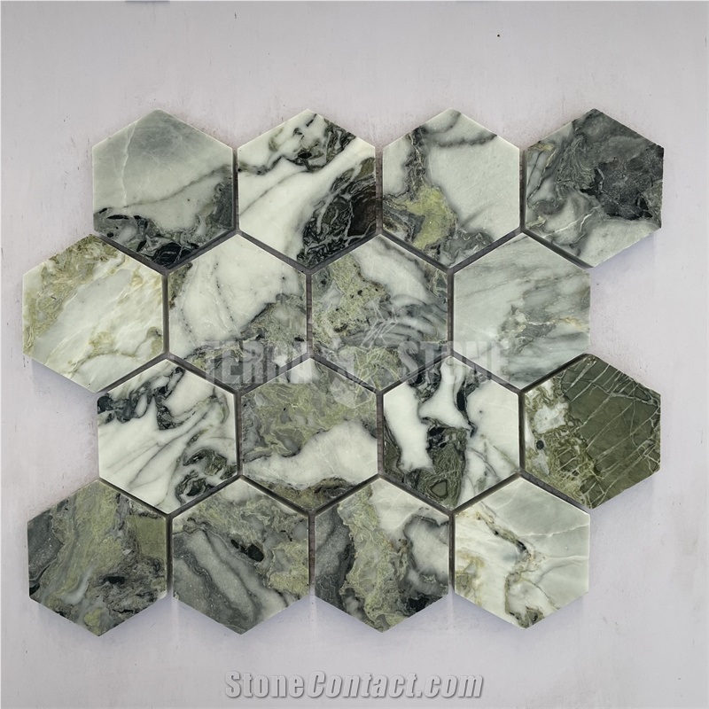 Green Marble Mosaic White Beauty Stone Subway Tile