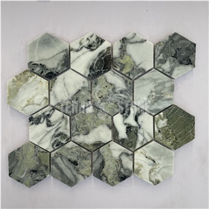 Green Marble Mosaic White Beauty Stone Subway Tile
