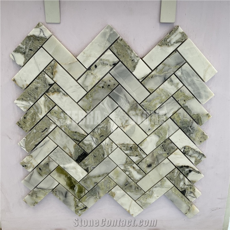 Green Marble Mosaic White Beauty Stone Subway Tile