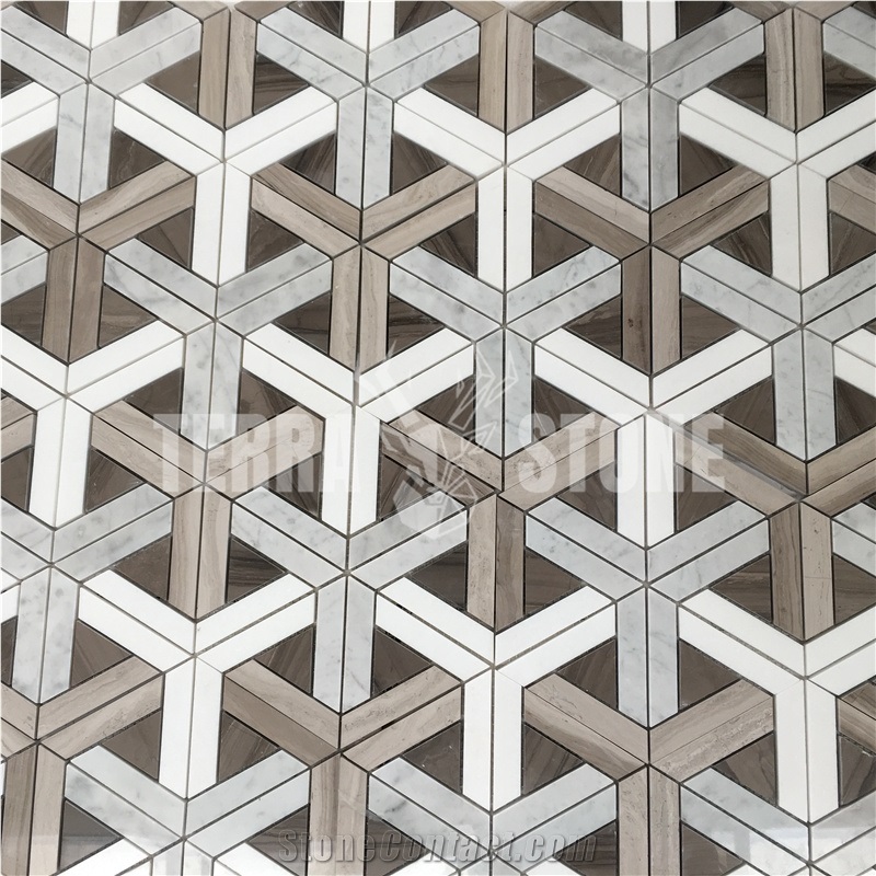 Hot Selling Carrara White New Waterjet Pattern Marble Mosaic