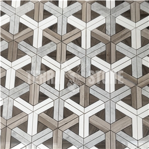 Hot Selling Carrara White New Waterjet Pattern Marble Mosaic