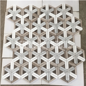 Hot Selling Carrara White New Waterjet Pattern Marble Mosaic