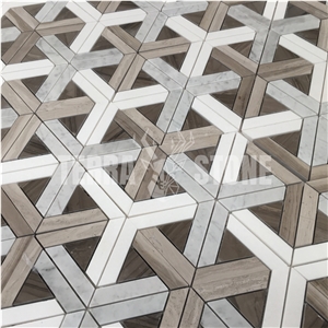 Hot Selling Carrara White New Waterjet Pattern Marble Mosaic