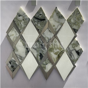 Ice Connect Marble Mosaic Basketweave Mosaic For Bathroom