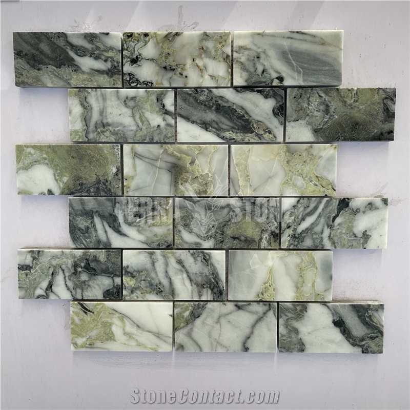 Ice Connect Marble Mosaic Basketweave Mosaic For Bathroom