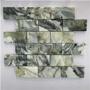 Ice Connect Marble Mosaic Basketweave Mosaic For Bathroom