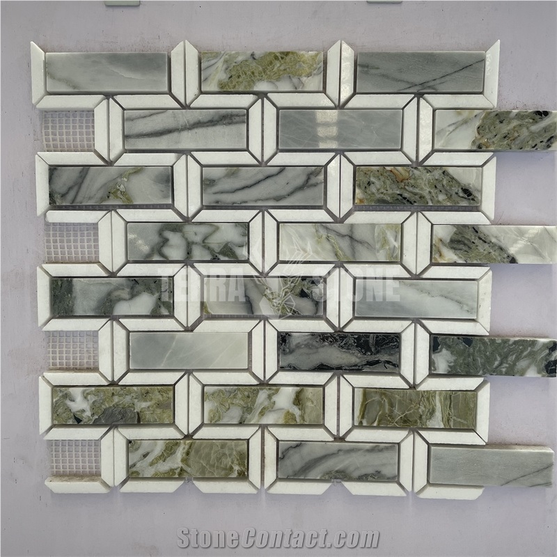 Ice Green Jade Hexagon Marble Mosaic For Kitchen Backsplash
