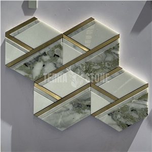 Ice Green Jade Hexagon Marble Mosaic For Kitchen Backsplash
