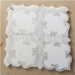 Lantern Mosaic Tile White Marble Mother Pearl Shell Waterjet