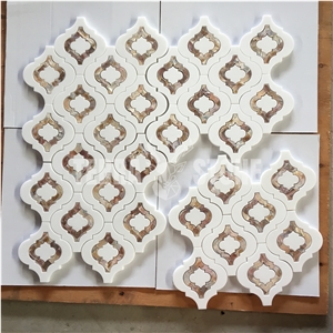 Lantern Waterjet Mosaic Marble With Mother Pearl Shell Tile