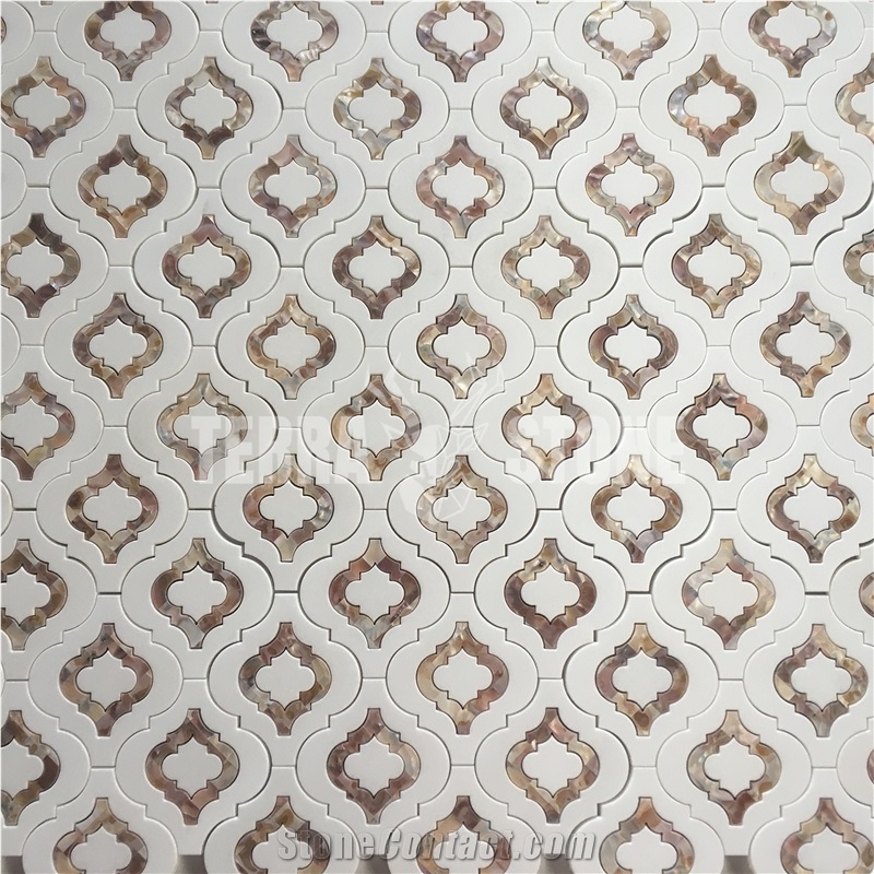 Lantern Waterjet Mosaic Marble With Mother Pearl Shell Tile