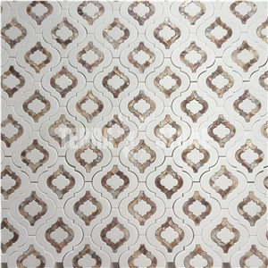 Lantern Waterjet Mosaic Marble With Mother Pearl Shell Tile