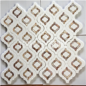 Lantern Waterjet Mosaic Marble With Mother Pearl Shell Tile