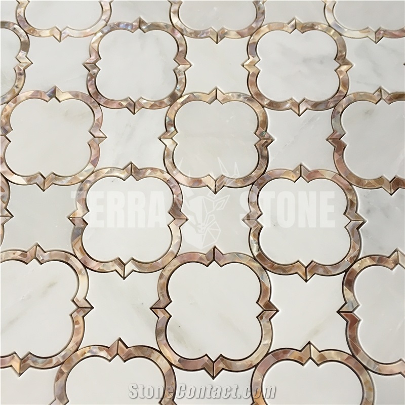 Lantern White Marble Mix Mother Of Pearl Waterjet Mosaic