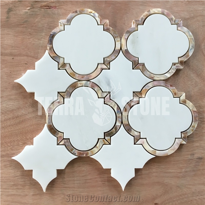 Lantern White Marble Mix Mother Of Pearl Waterjet Mosaic
