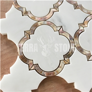 Lantern White Marble Mix Mother Of Pearl Waterjet Mosaic