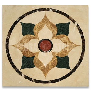 Lilac Emperador Green Marble Medallion Inlay Waterjet Art