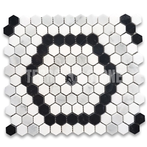 Marble Hexagon Riverside Drive Mosaic Tile White Black Marble Hexagon Riverside Drive Mosaic Tile White Black