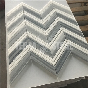 Marmara And Thassos White Marble Mosaic Chevron Tile Marmara And Thassos White Marble Mosaic Chevron Tile