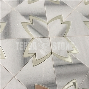 Marmara White Marble Mosaic Waterjet With Mirror Tile