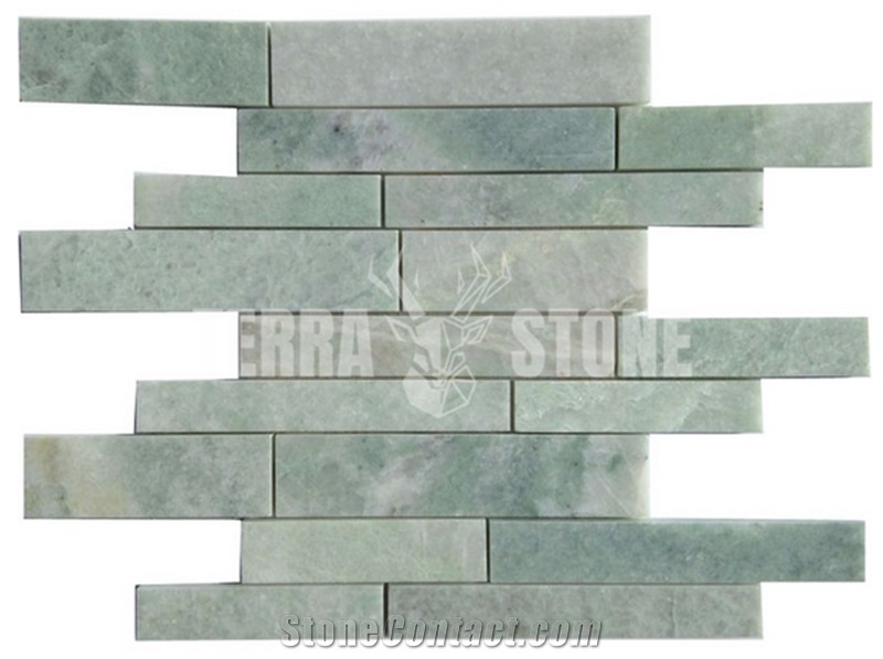 Ming Green Marble Mosaic Tile Chevron Basketweave